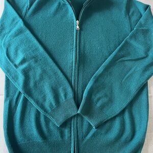 Men's Eredi Pisano Teal Full-Zip Cashmere Sweater